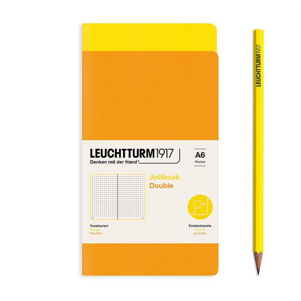 Leuchtturm, Yellow, Journal, Art & School, A6, Dotted, Jottbook Double, Lemon & Rising Sun, 724292